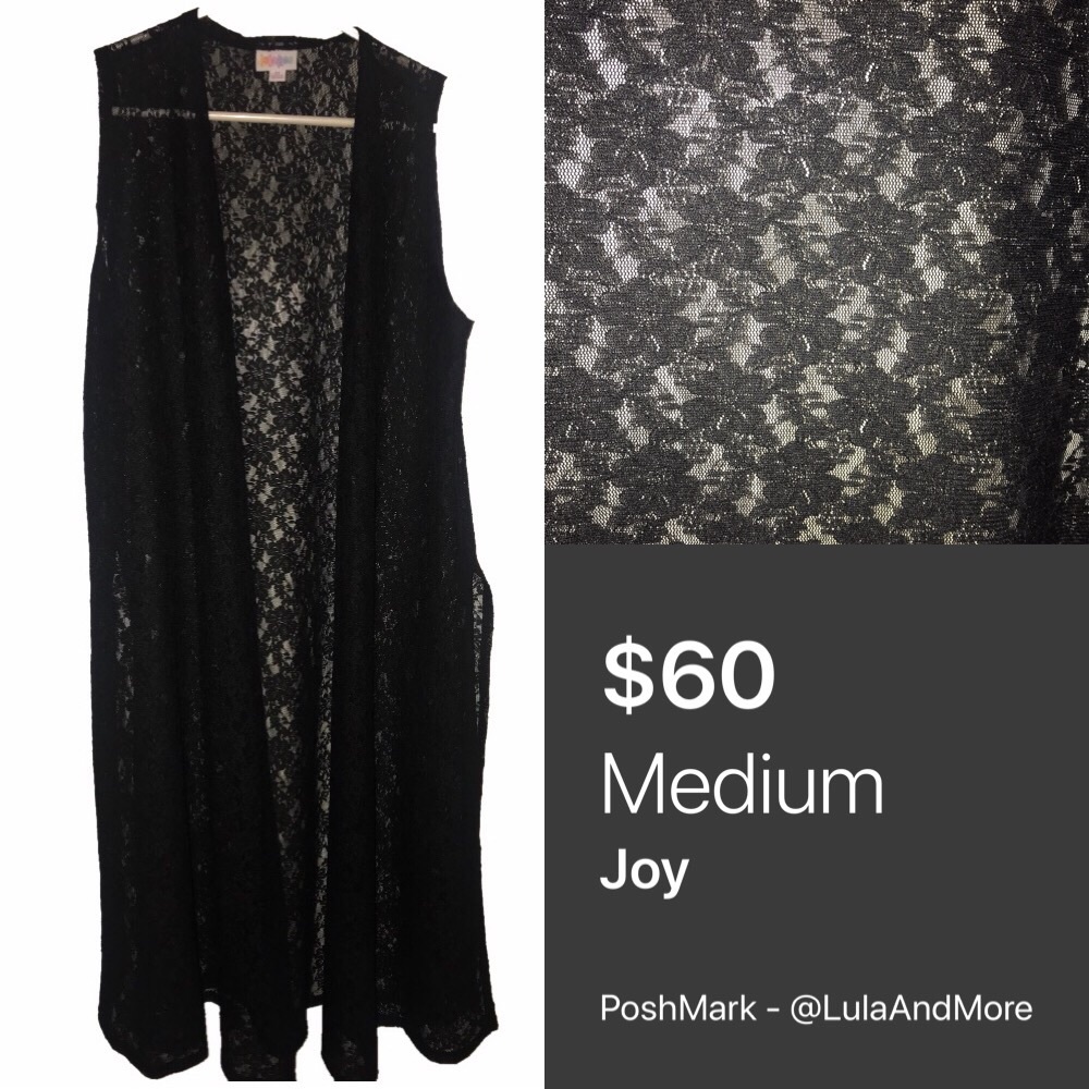 🆕 #40 LuLaRoe Joy Lace Vest - BLACK - BNWT